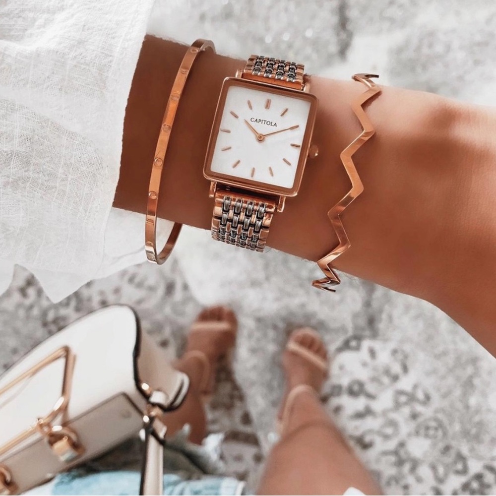 Capitola Rose Gold & Silver Square Watch